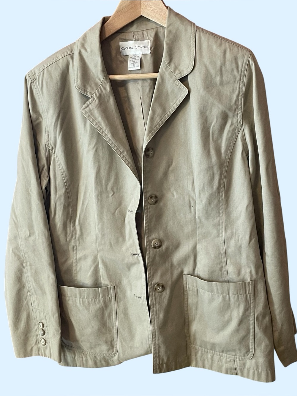 Vintage Casual Corner Women’s Blazer Light Khaki Cotton SZ 10